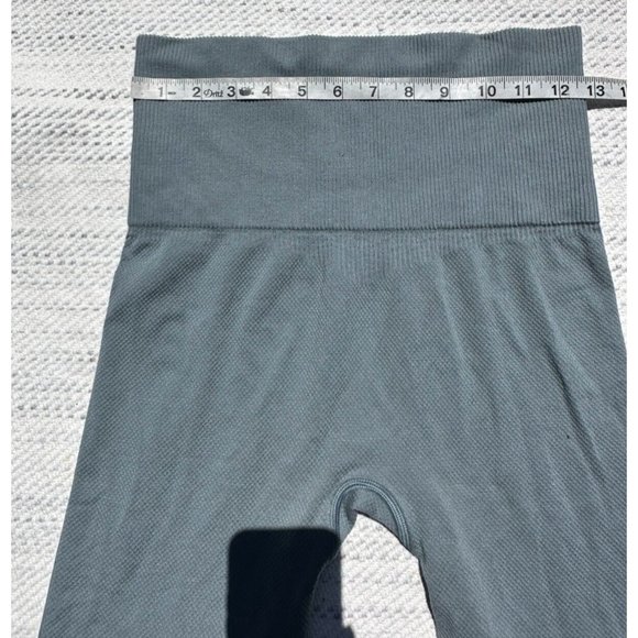 Gymshark Legging Women Small Green Ribbed Hight-waist Full Lengh Logo Activewear - Picture 7 of 9